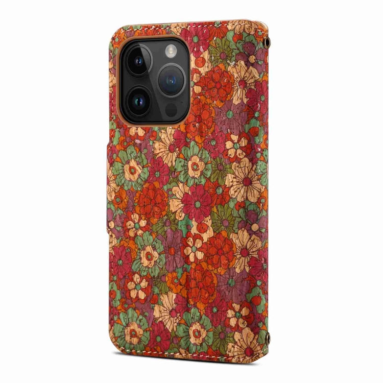 For iPhone 13 Pro Denior Flower Language Series Cork Fabric Oil Edge Leather Phone Case(Summer) - iPhone 13 Pro Cases by Denior | Online Shopping UK | buy2fix
