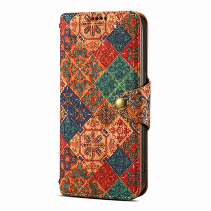 For iPhone 14 Denior Flower Language Series Cork Fabric Oil Edge Leather Phone Case(Winter) - iPhone 14 Cases by Denior | Online Shopping UK | buy2fix