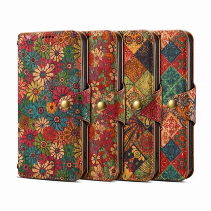 For iPhone 16 Plus Denior Flower Language Series Cork Fabric Oil Edge Leather Phone Case(Winter) - iPhone 16 Plus Cases by Denior | Online Shopping UK | buy2fix