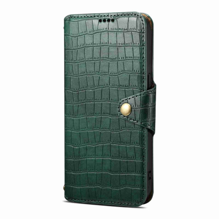 For iPhone 15 Pro Max Denior Crocodile Texture Oil Edge Leather Phone Case(Green) - iPhone 15 Pro Max Cases by Denior | Online Shopping UK | buy2fix