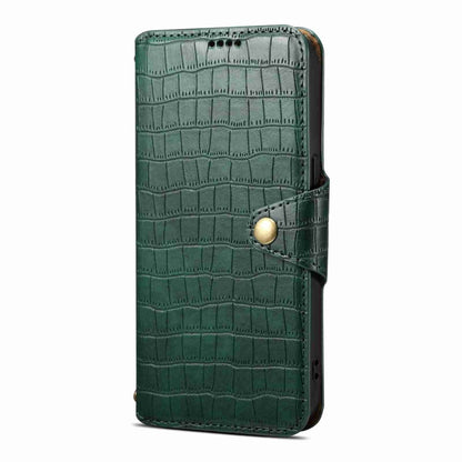 For iPhone 14 Pro Max Denior Crocodile Texture Oil Edge Leather Phone Case(Green) - iPhone 14 Pro Max Cases by Denior | Online Shopping UK | buy2fix