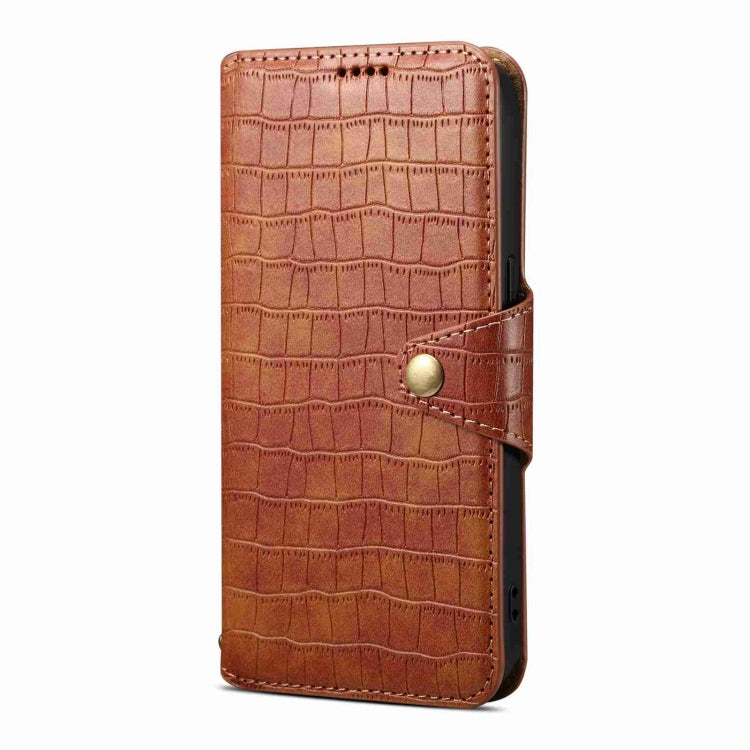 For iPhone 13 Pro Max Denior Crocodile Texture Oil Edge Leather Phone Case(Brown) - iPhone 13 Pro Max Cases by Denior | Online Shopping UK | buy2fix