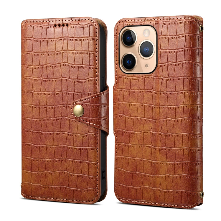 For iPhone 11 Pro Max Denior Crocodile Texture Oil Edge Leather Phone Case(Brown) - iPhone 11 Pro Max Cases by Denior | Online Shopping UK | buy2fix