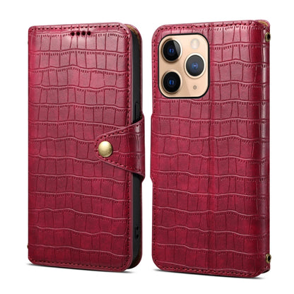 For iPhone 11 Pro Max Denior Crocodile Texture Oil Edge Leather Phone Case(Rose Red) - iPhone 11 Pro Max Cases by Denior | Online Shopping UK | buy2fix