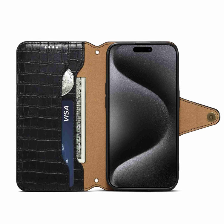 For iPhone 11 Pro Max Denior Crocodile Texture Oil Edge Leather Phone Case(Black) - iPhone 11 Pro Max Cases by Denior | Online Shopping UK | buy2fix