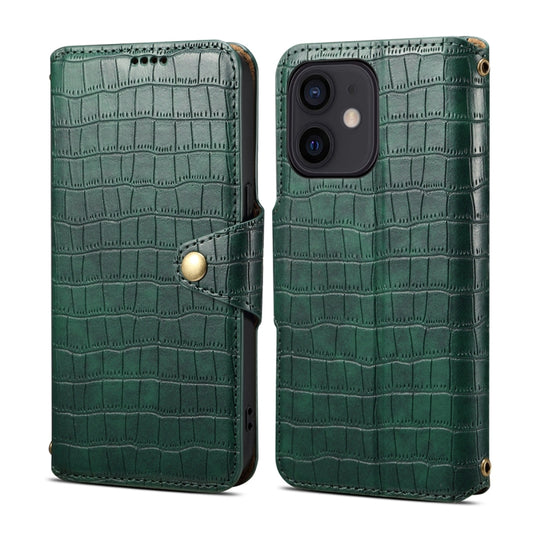For iPhone 11 Denior Crocodile Texture Oil Edge Leather Phone Case(Green) - iPhone 11 Cases by Denior | Online Shopping UK | buy2fix