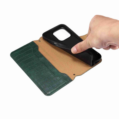 For iPhone 12 Denior Crocodile Texture Oil Edge Leather Phone Case(Black) - iPhone 12 / 12 Pro Cases by Denior | Online Shopping UK | buy2fix