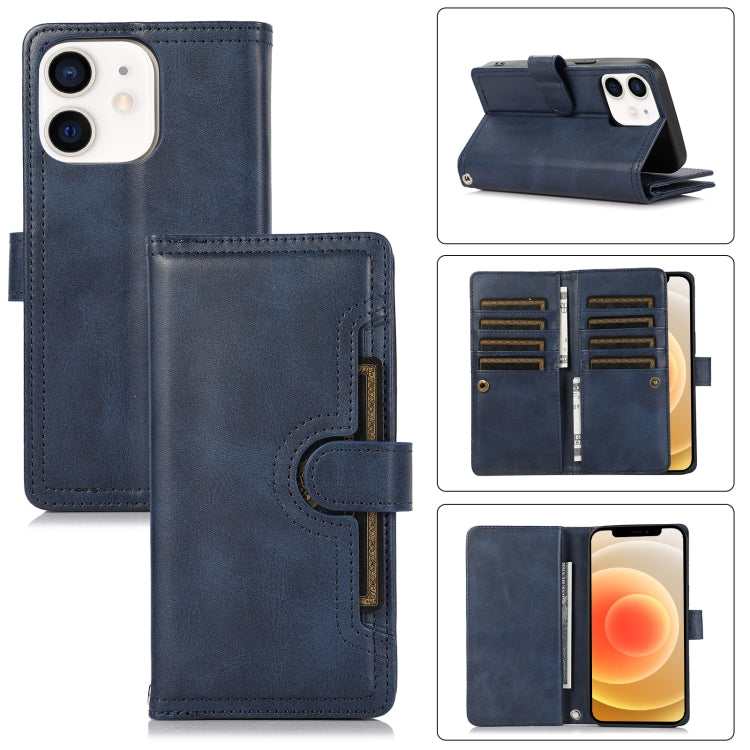 For iPhone 12 / 12 Pro Wristband Card Slot Leather Phone Case(Blue) - iPhone 12 / 12 Pro Cases by buy2fix | Online Shopping UK | buy2fix