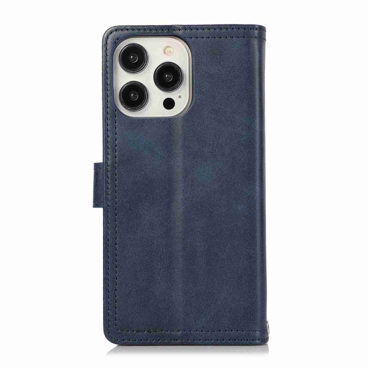 For iPhone 12 / 12 Pro Wristband Card Slot Leather Phone Case(Blue) - iPhone 12 / 12 Pro Cases by buy2fix | Online Shopping UK | buy2fix