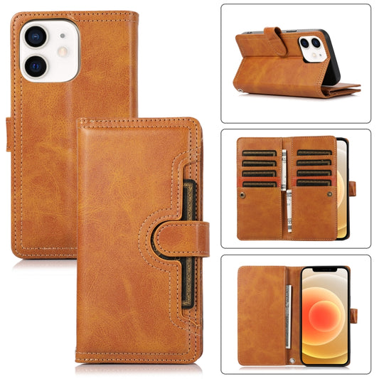 For iPhone 12 mini Wristband Card Slot Leather Phone Case(Brown) - iPhone 12 mini Cases by buy2fix | Online Shopping UK | buy2fix