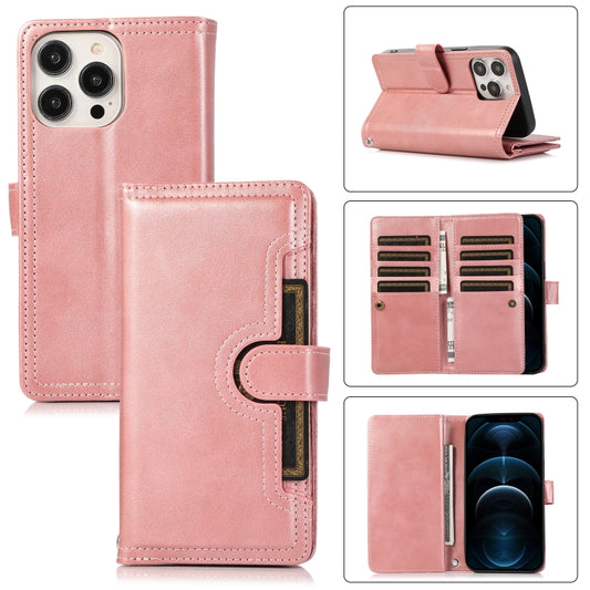 For iPhone 12 Pro Max Wristband Card Slot Leather Phone Case(Rose Gold) - iPhone 12 Pro Max Cases by buy2fix | Online Shopping UK | buy2fix
