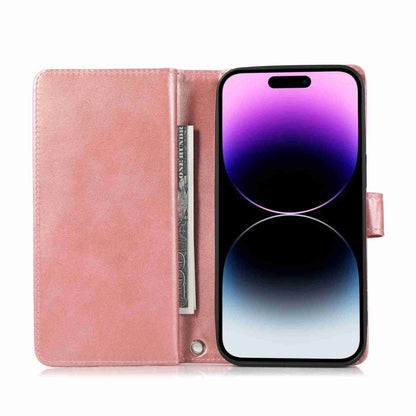 For iPhone 12 Pro Max Wristband Card Slot Leather Phone Case(Rose Gold) - iPhone 12 Pro Max Cases by buy2fix | Online Shopping UK | buy2fix