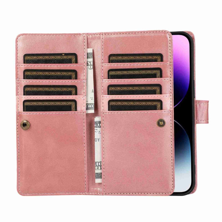 For iPhone 12 Pro Max Wristband Card Slot Leather Phone Case(Rose Gold) - iPhone 12 Pro Max Cases by buy2fix | Online Shopping UK | buy2fix