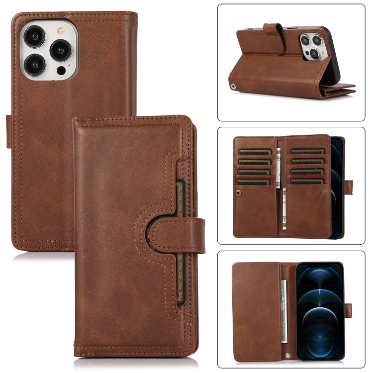 For iPhone 12 Pro Max Wristband Card Slot Leather Phone Case(Coffee) - iPhone 12 Pro Max Cases by buy2fix | Online Shopping UK | buy2fix