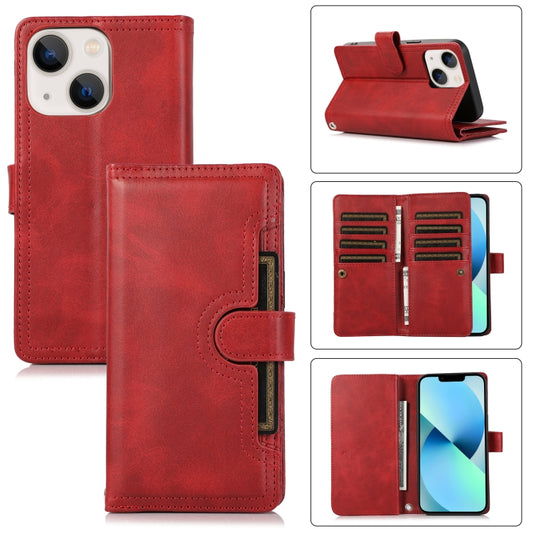 For iPhone 13 Wristband Card Slot Leather Phone Case(Red) - iPhone 13 Cases by buy2fix | Online Shopping UK | buy2fix