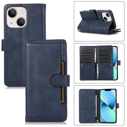 For iPhone 13 Wristband Card Slot Leather Phone Case(Blue) - iPhone 13 Cases by buy2fix | Online Shopping UK | buy2fix