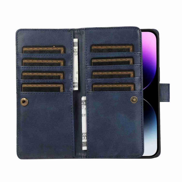 For iPhone 13 Wristband Card Slot Leather Phone Case(Blue) - iPhone 13 Cases by buy2fix | Online Shopping UK | buy2fix