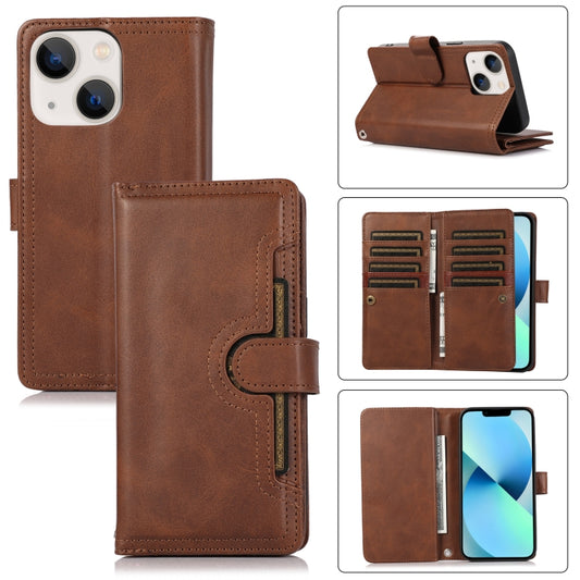 For iPhone 13 Wristband Card Slot Leather Phone Case(Coffee) - iPhone 13 Cases by buy2fix | Online Shopping UK | buy2fix