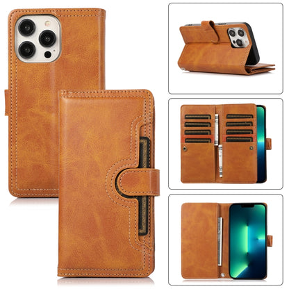 For iPhone 13 Pro Wristband Card Slot Leather Phone Case(Brown) - iPhone 13 Pro Cases by buy2fix | Online Shopping UK | buy2fix