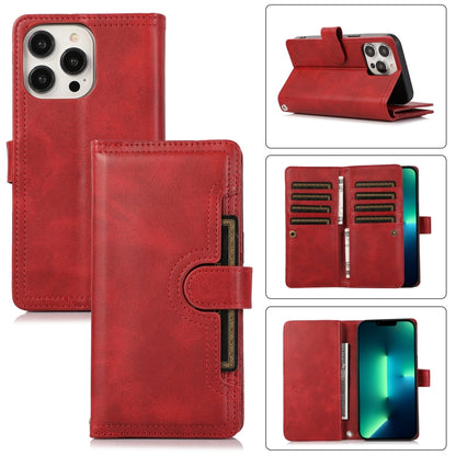 For iPhone 13 Pro Max Wristband Card Slot Leather Phone Case(Red) - iPhone 13 Pro Max Cases by buy2fix | Online Shopping UK | buy2fix
