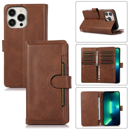 For iPhone 13 Pro Max Wristband Card Slot Leather Phone Case(Coffee) - iPhone 13 Pro Max Cases by buy2fix | Online Shopping UK | buy2fix