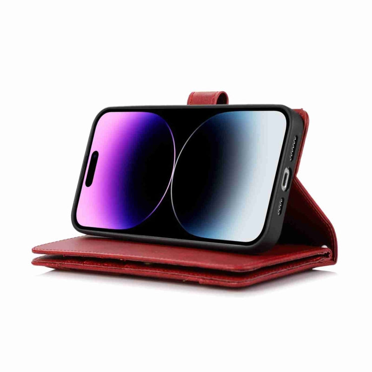 For iPhone 14 Wristband Card Slot Leather Phone Case(Red) - iPhone 14 Cases by buy2fix | Online Shopping UK | buy2fix