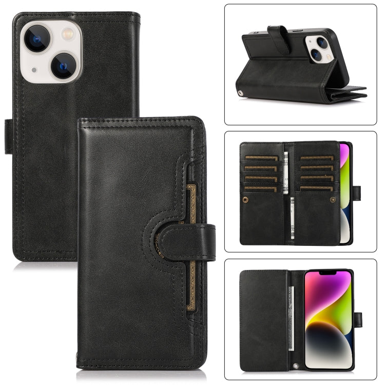 For iPhone 14 Plus Wristband Card Slot Leather Phone Case(Black) - iPhone 14 Plus Cases by buy2fix | Online Shopping UK | buy2fix