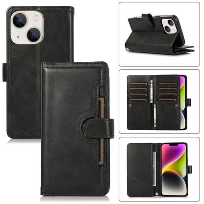 For iPhone 14 Plus Wristband Card Slot Leather Phone Case(Black) - iPhone 14 Plus Cases by buy2fix | Online Shopping UK | buy2fix