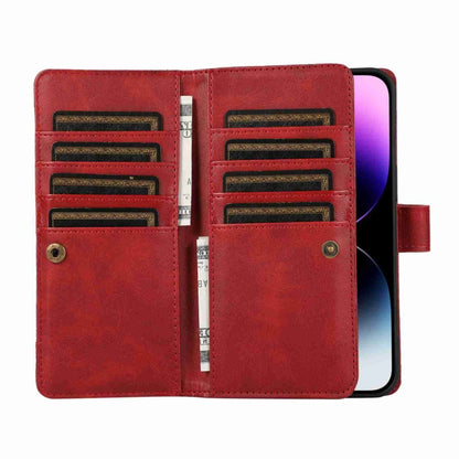 For iPhone 14 Pro Wristband Card Slot Leather Phone Case(Red) - iPhone 14 Pro Cases by buy2fix | Online Shopping UK | buy2fix