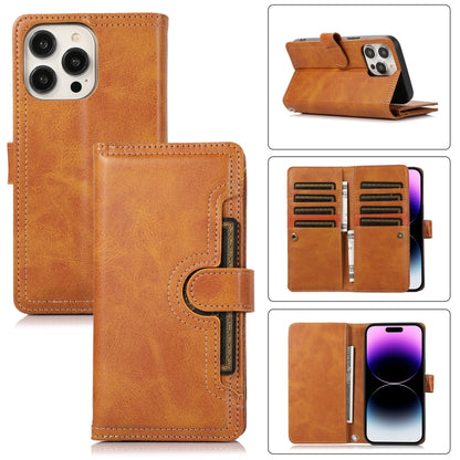 For iPhone 14 Pro Max Wristband Card Slot Leather Phone Case(Brown) - iPhone 14 Pro Max Cases by buy2fix | Online Shopping UK | buy2fix