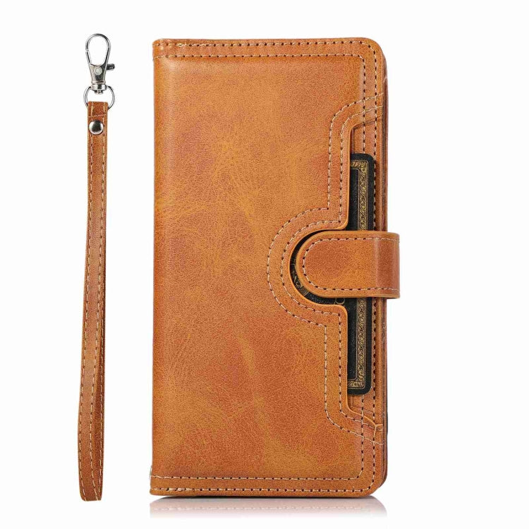 For iPhone 14 Pro Max Wristband Card Slot Leather Phone Case(Brown) - iPhone 14 Pro Max Cases by buy2fix | Online Shopping UK | buy2fix