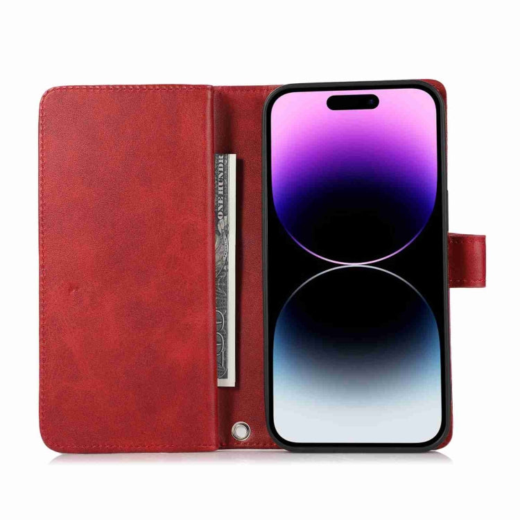 For iPhone 14 Pro Max Wristband Card Slot Leather Phone Case(Red) - iPhone 14 Pro Max Cases by buy2fix | Online Shopping UK | buy2fix