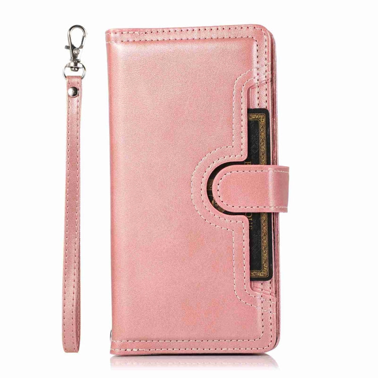 For iPhone 14 Pro Max Wristband Card Slot Leather Phone Case(Rose Gold) - iPhone 14 Pro Max Cases by buy2fix | Online Shopping UK | buy2fix