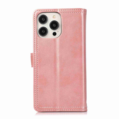 For iPhone 14 Pro Max Wristband Card Slot Leather Phone Case(Rose Gold) - iPhone 14 Pro Max Cases by buy2fix | Online Shopping UK | buy2fix