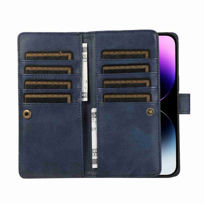 For iPhone 14 Pro Max Wristband Card Slot Leather Phone Case(Blue) - iPhone 14 Pro Max Cases by buy2fix | Online Shopping UK | buy2fix