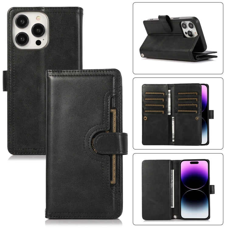 For iPhone 14 Pro Max Wristband Card Slot Leather Phone Case(Black) - iPhone 14 Pro Max Cases by buy2fix | Online Shopping UK | buy2fix
