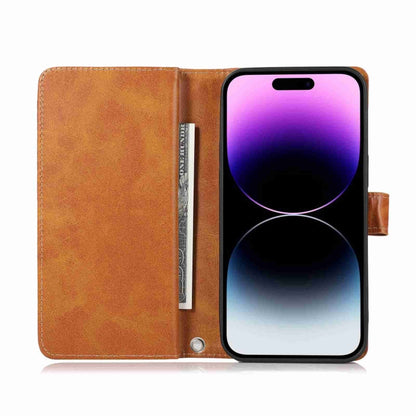For iPhone 15 Wristband Card Slot Leather Phone Case(Brown) - iPhone 15 Cases by buy2fix | Online Shopping UK | buy2fix