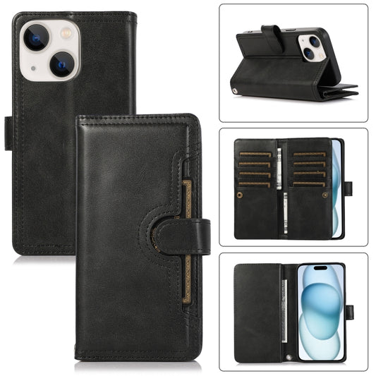 For iPhone 15 Wristband Card Slot Leather Phone Case(Black) - iPhone 15 Cases by buy2fix | Online Shopping UK | buy2fix