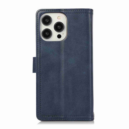 For iPhone 15 Plus Wristband Card Slot Leather Phone Case(Blue) - iPhone 15 Plus Cases by buy2fix | Online Shopping UK | buy2fix
