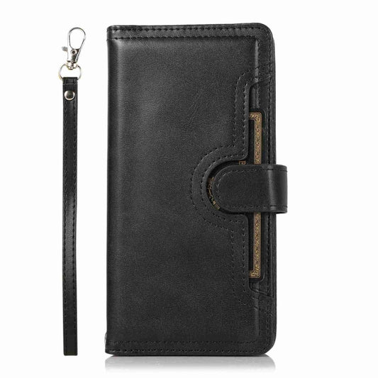 For iPhone 15 Plus Wristband Card Slot Leather Phone Case(Black) - iPhone 15 Plus Cases by buy2fix | Online Shopping UK | buy2fix