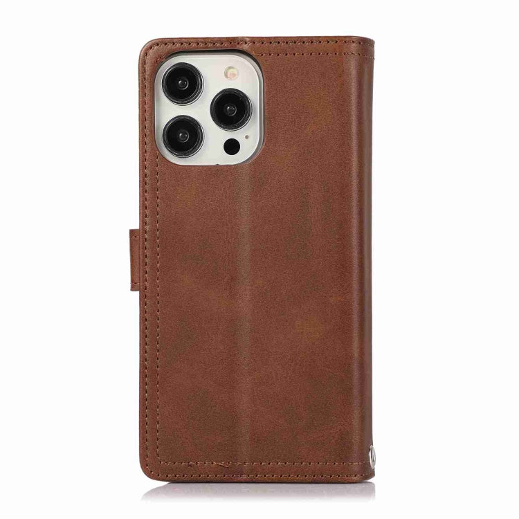 For iPhone 15 Plus Wristband Card Slot Leather Phone Case(Coffee) - iPhone 15 Plus Cases by buy2fix | Online Shopping UK | buy2fix