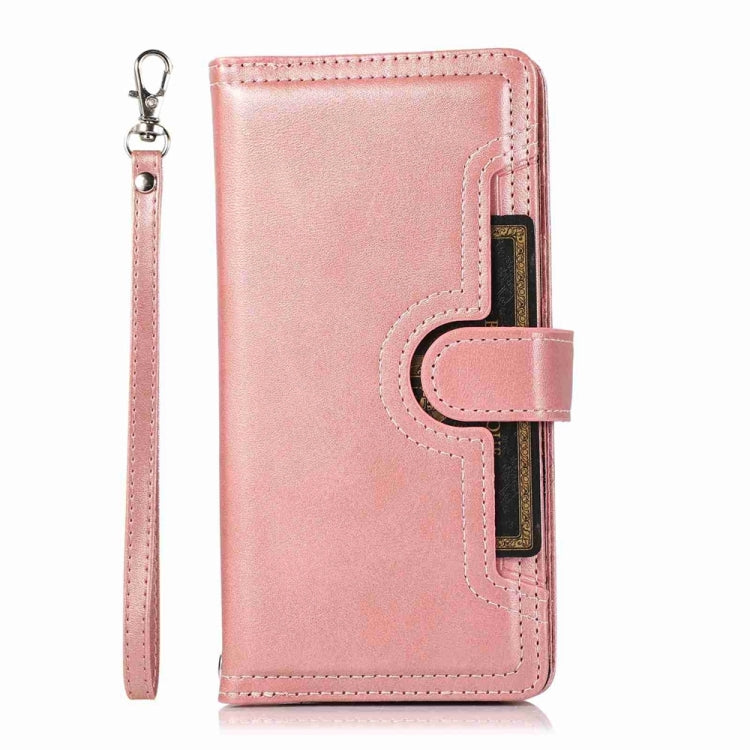 For iPhone 16 Pro Wristband Card Slot Leather Phone Case(Rose Gold) - iPhone 16 Pro Cases by buy2fix | Online Shopping UK | buy2fix