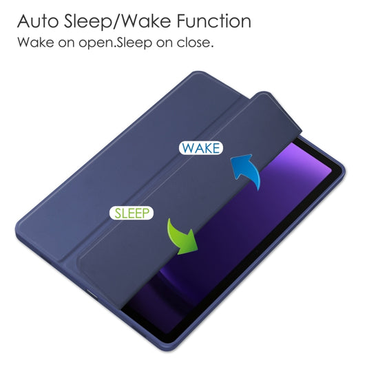 For Samsung Galaxy Tab S9 FE / S10 FE Acrylic 3-folding Smart Leather Tablet Case with Pen Slot(Dark Blue) by buy2fix