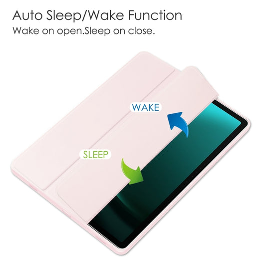 For Samsung Galaxy Tab S9 FE+ / S10+ Acrylic 3-folding Smart Leather Tablet Case with Pen Slot(Pink) by buy2fix