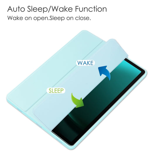 For Samsung Galaxy Tab S9 FE+ / S10+ Acrylic 3-folding Smart Leather Tablet Case with Pen Slot(Sky Blue) by buy2fix