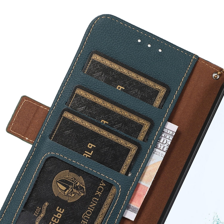 For Huawei Mate 60 Side-Magnetic TJ Genuine Leather RFID Phone Case(Green) - Huawei Cases by buy2fix | Online Shopping UK | buy2fix