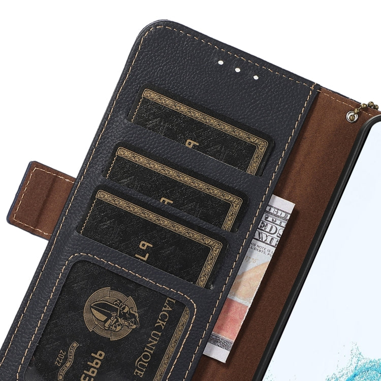 For Huawei Mate 60 Pro Side-Magnetic TJ Genuine Leather RFID Phone Case(Blue) - Huawei Cases by buy2fix | Online Shopping UK | buy2fix