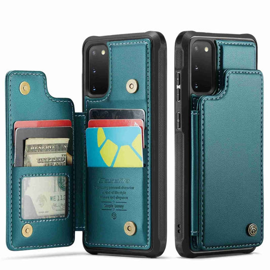 For Samsung Galaxy S20 FE CaseMe C22 Card Slots Holder RFID Anti-theft Phone Case(Blue Green) by CaseMe