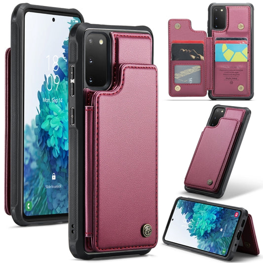 For Samsung Galaxy S20 FE CaseMe C22 Card Slots Holder RFID Anti-theft Phone Case(Wine Red) by CaseMe