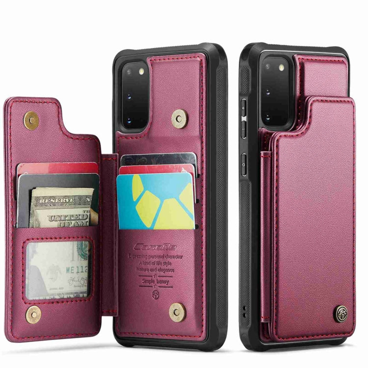 For Samsung Galaxy S20 FE CaseMe C22 Card Slots Holder RFID Anti-theft Phone Case(Wine Red) by CaseMe